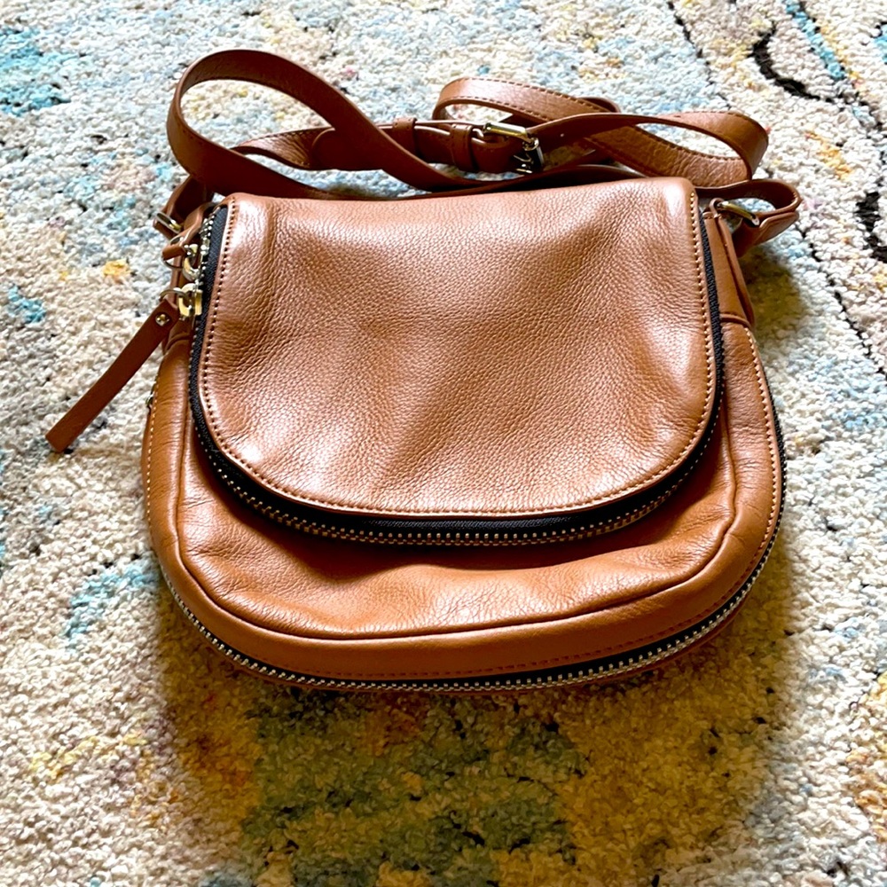 Vince Camuto cross body saddle bag - camel